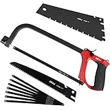 AIRAJ High-end Hacksaw Set, Universal Metal Hacksaw with 3 Different Hacksaw Blades, Best Hacksaw for Metal and Heavy Duty Hand Saw for Cutting Wood, for Cutting Any Metal and Wood Material