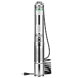 VIVOGROW Deep Well Submersible Pump, 0.5HP 115V/60HZ, 33GPM, 148ft Head, Stainless Steel Water Pump with Additional Brass Check Valve and 33ft Power Cord for Irrigation, Industrial & Home Use