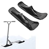 MOONASE 2pcs Snow Scooter Ski Skate Board Sled Conversion Kit Winter Cycling Ski Attachment for Kids Car Scooter Two-Wheel Sled Accessories Riding Tyre Replacement Parts, Black
