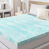 SMUG Memory Foam Mattress Topper, 3 Inch Thick Gel Infused Cooling Toppers Pad for Full Size Bed, Sleeper Sofa, RV, Camper, CertiPUR US Certified, Ventilated and Breathable, Bule, Queen