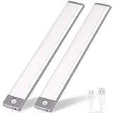 Rechargeable Motion Sensor Led Lights Ultra Thin Softer Under Counter 54-LED Closet Lighting Battery Operated Wireless Kitchen Under Cabinet Lighting Stick On Night Light (2PACK)