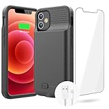 GIN FOXI Battery Case for iPhone 12/12Pro, Real 7000mAh Ultra-Slim Battery Charging Case Rechargeable Anti-Fall Protection Extended Charger Cover for iPhone 12Pro/12 Battery Case(6.1 inch) Black