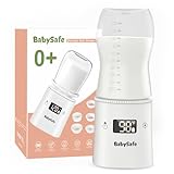 BabySafe Portable Bottle Warmer, Fast Heating Baby Bottle Warmer with 5 Leak-Proof Adapters, Cordless Rechargeable Travel Bottle Warmer, Accurate Temperature Milk Warmer for Breastmilk or Formula