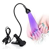 Brokimis Mini UV Lamp for Gel Nails, LED Curing Lamp with Flexible Gooseneck & Clamp, 3W, Portable Small Manicure Nail Dryer for Resin Curing Nail Art