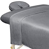 ForPro Professional Collection Premium Microfiber 3-Piece Massage Sheet Set, Cool Grey, Ultra-Light, Stain, and Wrinkle-Resistant Includes Massage Flat and Fitted Sheet and Massage Face Rest Cover