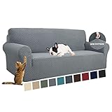 YEMYHOM Couch Cover Latest Jacquard Design High Stretch Sofa Covers for 3 Cushion Couch, Pet Dog Cat Proof Slipcover Non Slip Magic Elastic Furniture Protector (Sofa, Light Gray)
