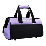 Purple Tool Bag,ACOSEA 13 Inch Wide Mouth Open Tool Organizer with 12 Storage Pockets (Purple)