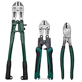 Bolt Cutter Pliers Set, Industrial 14' Bolt Cutter + Mini 8' Bolt Cutter + 8' High Leverage Cable Cutter with Easily Cut Locks and Soft Rubber Handle, for Barbed Wire, Thick Wire, Bolts, Rods, Chain