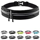 Fitgriff Running Belt for Men & Women - Secure Jogging Pouch for Phone, Keys & Essentials - for All Cell Phones (for 25' - 43' Waist Size, Black)