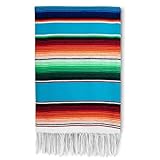 Benevolence LA Authentic Large Mexican Blanket | Thick Serape Blanket | Mexican Blankets and Throws, Outdoor Blankets, Saddle Blanket, Table Runner Tablecloth | Large Picnic Blanket 56 x 82 - Sonora