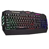 ENHANCE Infiltrate KL1 LED Gaming Keyboard - Multi Color Backlit Keyboard with 2 Lighting Modes, Spill Resistant Design, USB Braided Cable - 19 Key Rollover, Anti-Ghosting, & Multimedia Keys