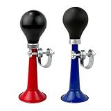 EZYoutdoor 2 Pack Bike Horns - Metal Bicycle Horn with Rubber Squeeze Bulb, Retro Clown Horn for Bicycle and Golf Cart, Bike Horn for Adults and Kids, Loud Sounds (Blue and Red)