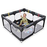 BCCPL59 x59 Baby playpen with Gates,The Latest Children's Fence in 2022,Detachable Toddler Play Yard, Indoor Babies Enclosure,Small Enclosure for Kids, Infant Care Play pin, (Dark Grey)