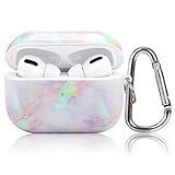 Airpod Pro Case-KOREDA 3 in 1 Marble Cute Hard Airpods Accessories Protective Cover Case Portable & Shockproof Girls Women Men with Keychain for Airpods Pro Charging Case (Colorful Marble)