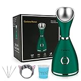 Facial Steamer-Nano Ionic Facial Steamer Warm Mist Humidifier Atomizer Sprayer Moisturizing Face Steamer Home Sauna SPA Face with 4 Piece Stainless Steel Skin Kit and Hair Band(Green)