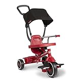 Radio Flyer Pedal & Push 4-in-1 Stroll ' N Trike®, Red Tricycle, for Toddlers Ages 1-5 (Amazon Exclusive), Toddler Bike