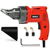 SHALL Electric Metal Cutting Shear, 4.0-Amp Corded Sheet Metal Cutter, Variable Speed with 360 Degree Swivel Head, Continuous Cutting, Clean Cut for 14GA Sheet Metal & 16GA Stainless Steel, 2500 SPM