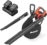 MAXLANDER 3 in 1 Cordless Leaf Blower & Vacuum with Bag, Brushless Battery Powered Leaf Vacuum Mulcher 40V 170MPH 360CFM 5 Speeds Leaf Blowers for Lawn Care 2 Pcs 4.0Ah Battery & Charger Included