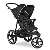 Hauck Runner 2 Compact Foldable Tricycle Jogger Buggy Stroller Pushchair with Height-Adjustable Handle, Large Pneumatic Wheels, & UPF 50 Canopy, Black