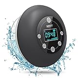 HOTT S602 Portable Shower Radio Bluetooth Speaker 5.0, Waterproof Wireless Bathroom Dab Music with Suction FM Microphone Hands-Free Calling 10 Hours SD Card Play for iPhone iPad Samsung