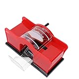 Manual Cards Shuffler, 1-2 Deck of Card Holder, Easy Hand Cranked System, Card Shuffling Machine for Poker, Casino Card Shuffler for Home, Travel, Business, Card Games, 9.1 x 4.3 x 4.3in(red)