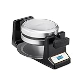 CRUX Rotating Belgian Waffle Maker with Deep Nonstick Plates - Digital Waffle Iron with LCD Display, Browning Control and Cord Storage, Stainless Steel