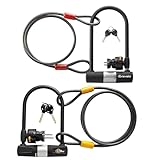 Via Velo Bike U Lock 2 Sets Combo with Steel Cable | Anti-Theft Security for Bicycles