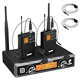TONOR UHF Wireless Microphones System with Headset/Lavalier Lapel Mics, Bodypack Transmitter, Receiver, 2*15 Channels, 200ft Range for Live Singing Karaoke Church Party DJ PA Speaker Mixer Recording