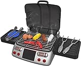 Pretend Play BBQ Grill for Kids with Lights, Sizzling Sounds and Smoke - 19 Piece Playset
