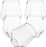 24 count Diamond Unbreakable Stemless Plastic Wine Champagne Glasses Disposable Shatterproof BPA-Free Wine Glasses Indoor Outdoor Ideal for Home Office Bars, Wedding 12 Ounce Cup (Clear)