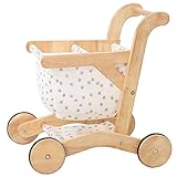 HARPPA Baby Push Walker Wooden Shopping Cart for Boys and Girls 1 Year Old and Up, Push Walker Toy for Baby (Wooden)
