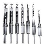 YaeKoo Square Hole Mortise Chisel Drill Bit Set, HSS Woodworking Hole Saw Mortising Chisel Hole Drill Bits 6/25' 1/4' 5/16' 3/8' 2/5' 1/2' 9/16' (7 pieces)
