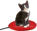 NAMSAN Pet Heating Pad Indoor Cat Heating Pad Round Heated Cat bed for Cat Tree, Warm Blanket Small Dog Heating Pad with Adjustable Temperature, Chew Resistant Cord, Veterinarian Recommending, Red