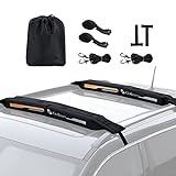 Golkcurx Universal Soft Roof Rack Pads for Kayak,Surfboard, SUP, Canoe, Snowboard with15FT Tie-Down Straps*2 and Storage Bag*1 (Black)