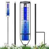 RASKOO Upgraded Rain Gauge, Freeze Proof Rain Gauge Outdoor Best Rated, Large Clear Numbers Rain Gauges for Yard with Stake, Adjustable Height Rain Measuring Tool for Garden, Lawn, Easy to Install