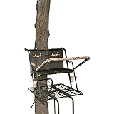 Muddy Nexus XTL 20 Foot Tall Climbing Safety System 2 Person Seat Deer Hunting Ladder Tree Stand with Flip Up Shooting Rail, Black
