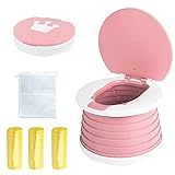 Travel Potty for Toddler, Portable and Foldable Toilet, Apply to Seat Emergency Toilet for Car, Camping, Outdoor, Indoor (Pink)