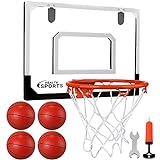 AOKESI Indoor Mini Basketball Hoop Set for Kids - 17' x 12.5' Door Hoops Room&Wall Mounted with Complete Accessories Game Toys Balls Gifts Boys Teens