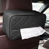 Car Kleenex Holder Car Tissue Holder Tissue Box Cover Rectangle PU Leather Car Tissue Holder Fits for 120 Tissues Box (Black)