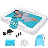 Asani Inflatable Toddler Travel Bed, Electric Pump, Leakproof Air Mattress, Bumpers, Carry Case, Pillow - Fits Kids Up to 4ft - Blue | Portable, Foldable, Ideal for Camping & Sleepovers
