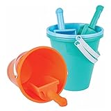 Large 8 Inch Beach Sand Pails and Shovels - Includes 3 Sand Shovels and 3 Pail Buckets - Fun Summer Sand Toys for Boys and Girls