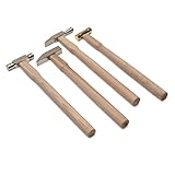 Kings County Tools Set of Four Long-Handle Small Hammers | Ideal for Craft and Hobby Projects | Square Head Tack, Round Face Solid Brass, Mini-Ball Peen and Tiny Detail Hammer