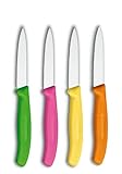 Victorinox 4-Piece Set of 3.25 Inch Swiss Classic Paring Knives with Straight Edge, Spear Point, 3.25', Pink/Green/Yellow/Orange
