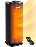Dreo Space Heaters for Indoor Use, Quiet&Fast Portable Heater with Tip-Over and Overheat Protection, Remote, Oscillating,12H Timer, LED Display with Touch Control, Electric Heater for Office Use