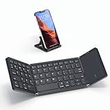 Artciety Foldable Bluetooth Keyboard, Folding Portable Wireless Keyboard with touchpad,Travel Pocket Keyboard for iOS Android Windows Mac Smartphone Tablet & Laptop, Sync Up to 3 Devices, Black