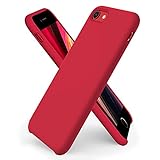 ORNARTO Liquid Silicone Case for iPhone SE(2020), iPhone 7/8 Slim Liquid Silicone Soft Gel Rubber Case Cover for iPhone SE(2020) 4.7 inch- Red