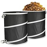 Rachmi Collapsible Pop Up Trash Can 40 Gallon 2-Pack | Reusable Outdoor Garden Leaf Basket Yard Lawn Waste Bag Recycle Bin for Party Camping | Durable Large Toys Balls Garage Storage Container, Black