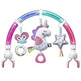 BENBAT Baby Stroller Arch Toy Rainbow Dazzle Friends Play Bar. Fun Newborns Sensory Activity, Adjustable for Bouncers and Car Seat, Unicorn