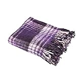 Hugger Mugger Recycled Plaid Yoga Blanket - Purple - Use as a Yoga Prop, Made From Recycled Materials, Very Soft, Supportive, Extra Thick, Warm and Cozy