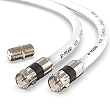 G-PLUG 15FT RG6 Coaxial Cable Connectors Set – High-Speed Internet, Broadband and Digital TV Aerial, Satellite Cable Extension – Weather-Sealed Double Rubber O-Ring and Compression Connectors White